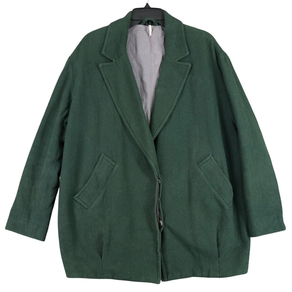 Free People Blazer Jacket Womens M Oversized Notch Lapel Pocket Outerwear Cotton